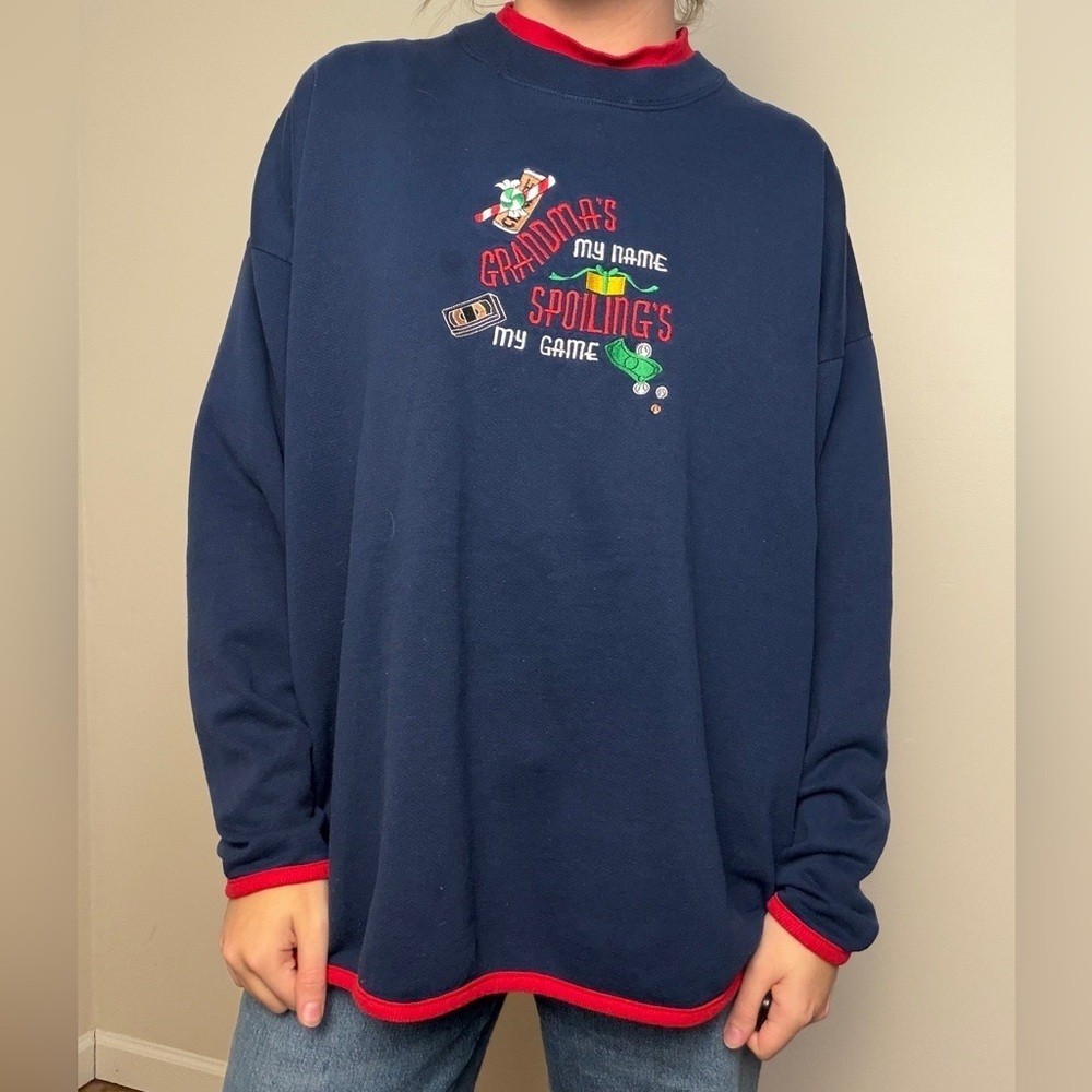 Novelty grandmacore embroidered sweater cottagecore granny core size 2XL